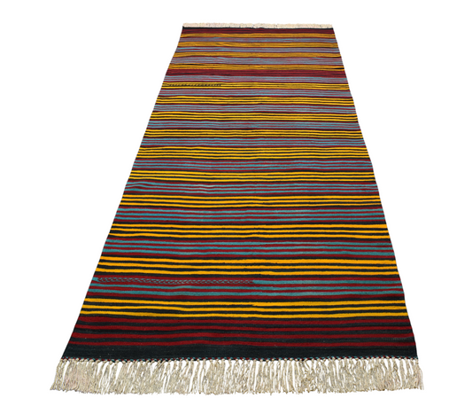 Yeni El Dokuma Otantik Devasa Çizgili Yahyalı Yün Kilim 7057