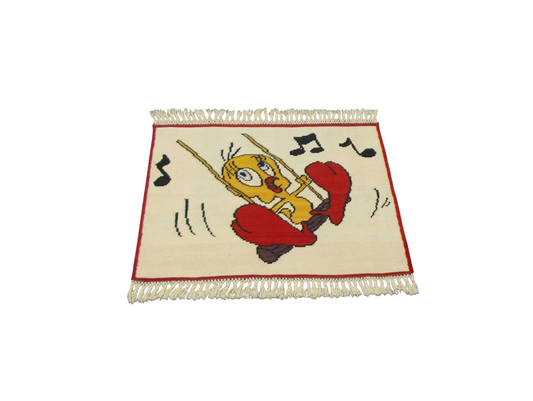 Yeni El Dokuma Benzersiz Tweety Model Yün Kilim 7067