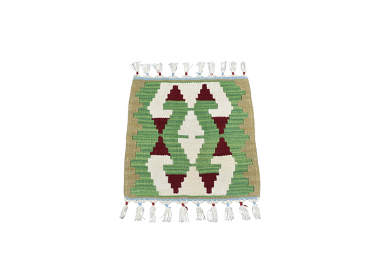 Yeni El Dokuma Kare Köşe Sandalye Minderi Pınarbaşı Kayseri Yün Kilim 7074