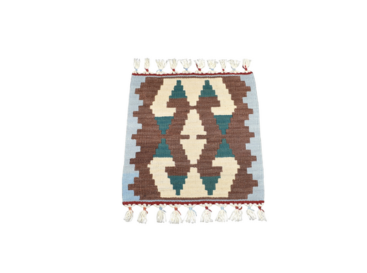 Yeni El Dokuma Kare Köşe Sandalye Minderi Pınarbaşı Kayseri Yün Kilim 7077