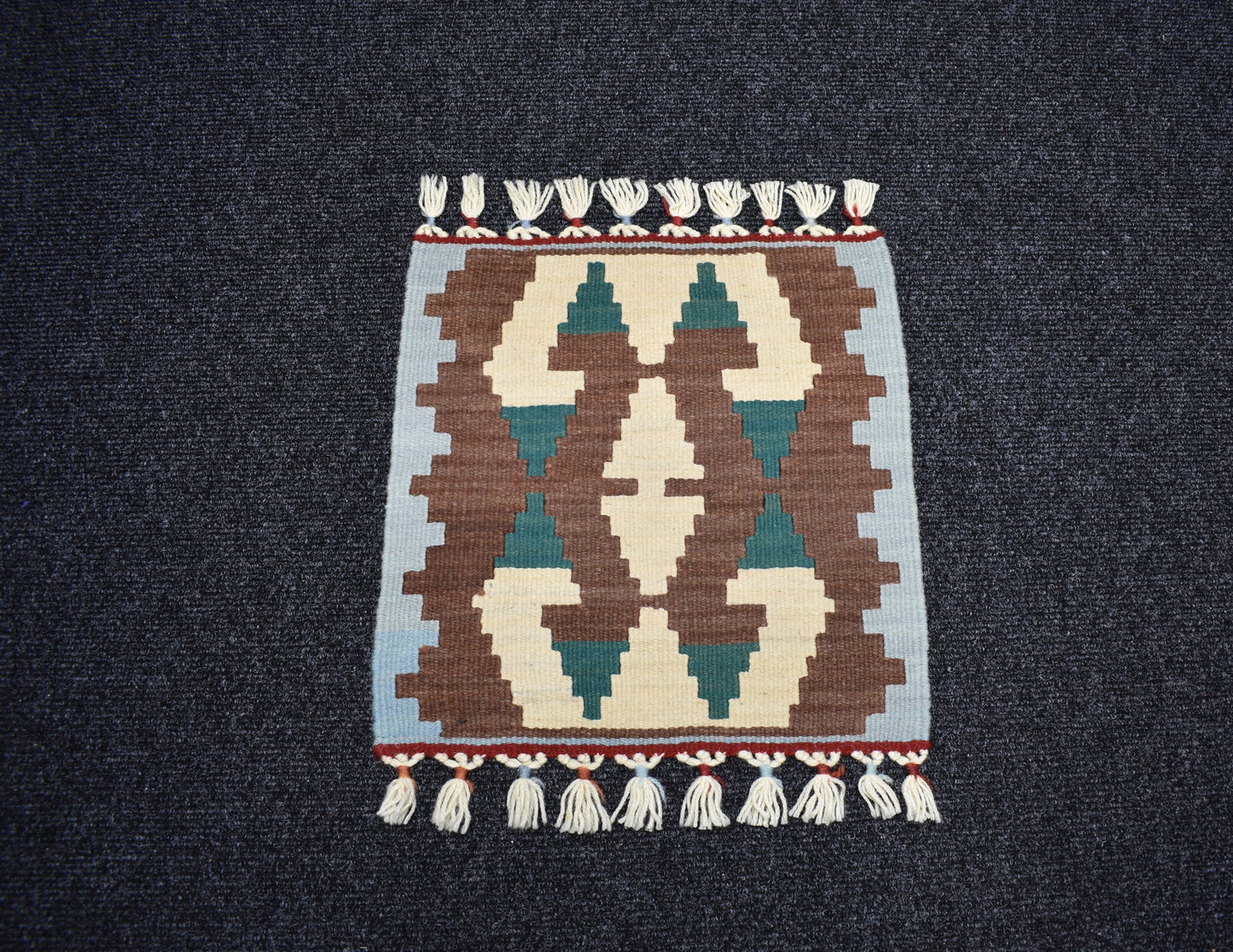 Yeni El Dokuma Kare Köşe Sandalye Minderi Pınarbaşı Kayseri Yün Kilim 7077