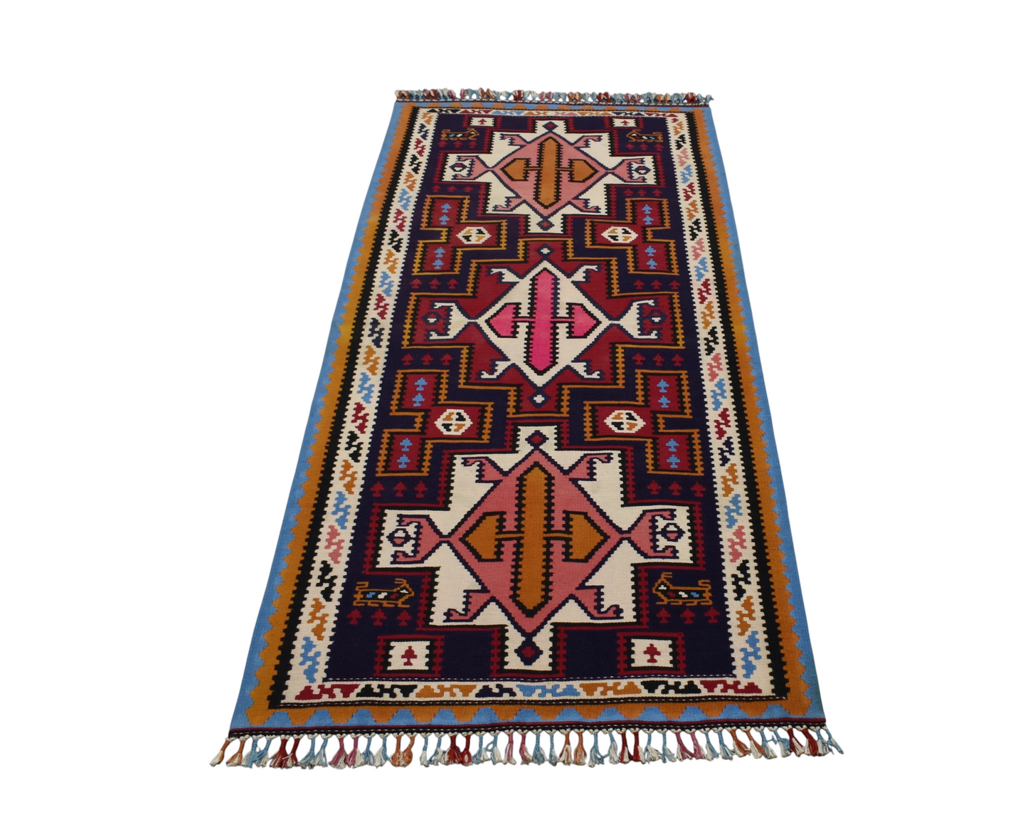 Yeni El Dokuma Görkemli Persian İran Şiraz Yün Kilim 7080