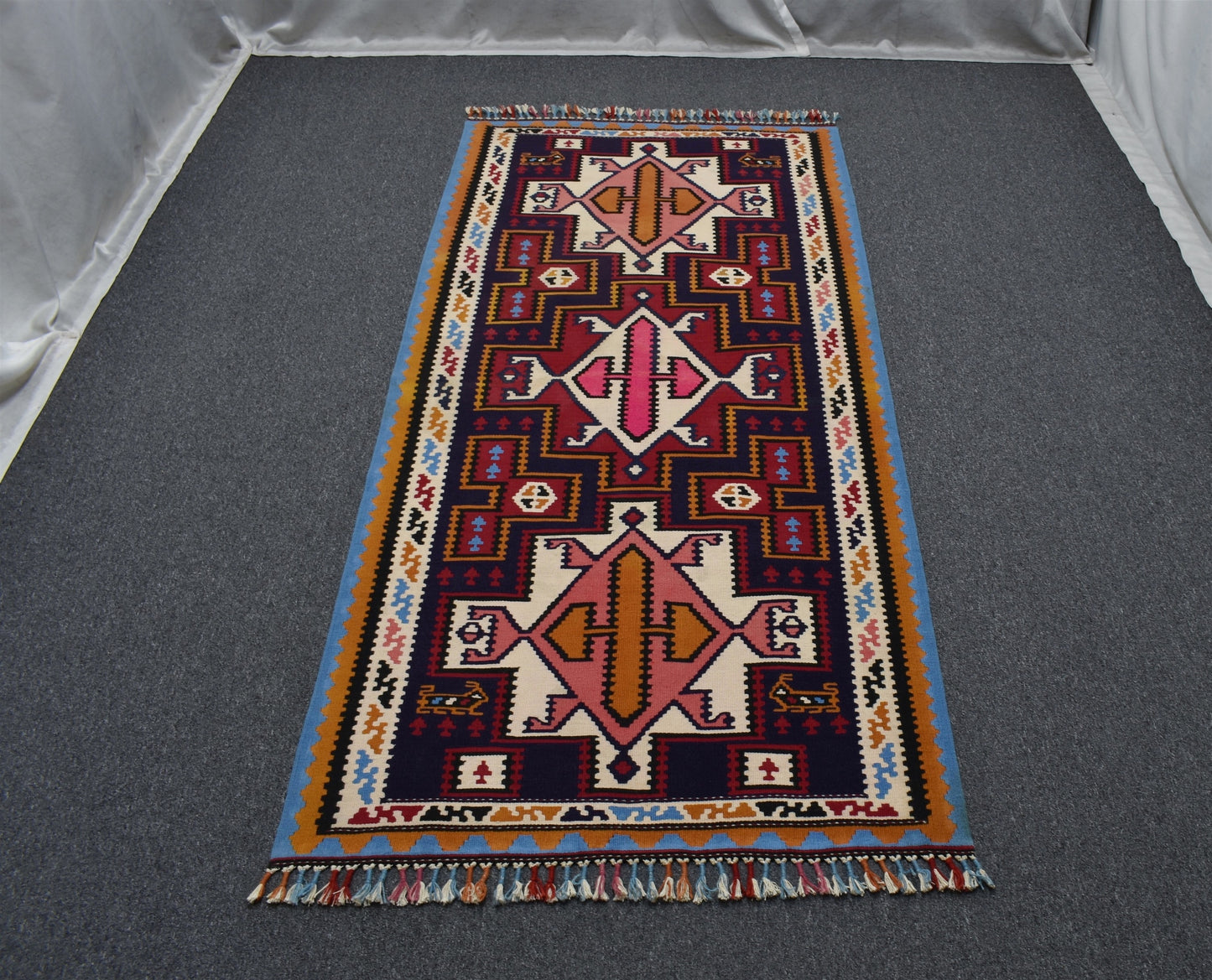 Yeni El Dokuma Görkemli Persian İran Şiraz Yün Kilim 7080