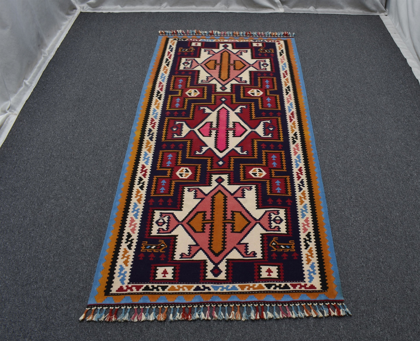 Yeni El Dokuma Görkemli Persian İran Şiraz Yün Kilim 7080