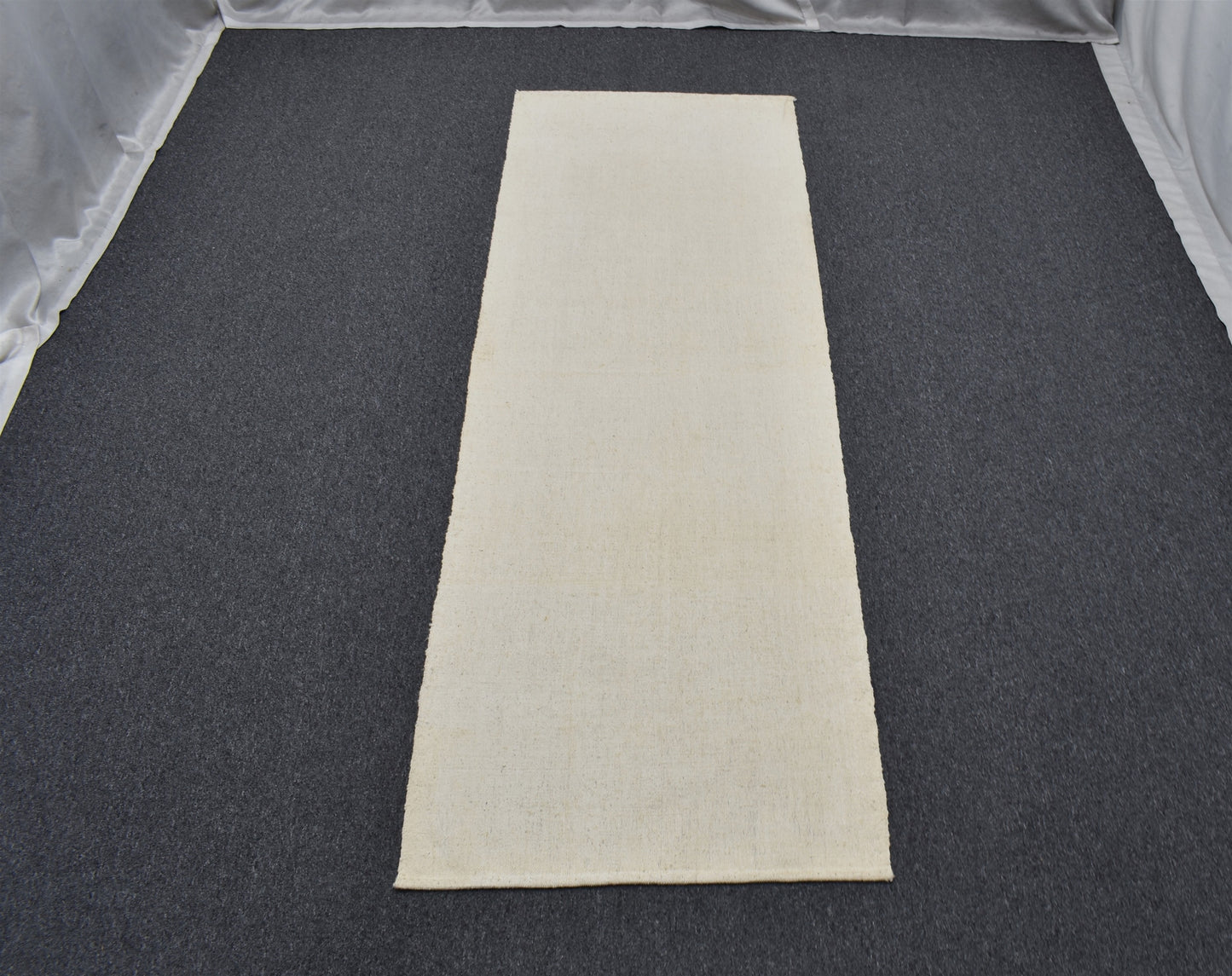 Yeni El Dokuma Benzersiz Ak Pamuklu Beyaz Yörük Mini Yolluk Kilim 7084