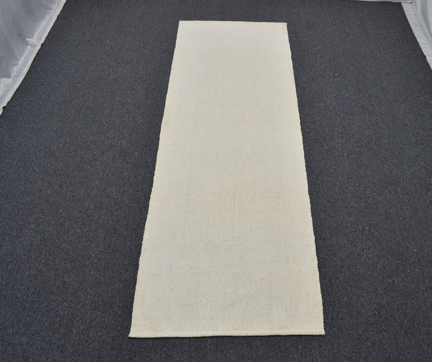 Yeni El Dokuma Benzersiz Ak Pamuklu Beyaz Yörük Mini Yolluk Kilim 7084
