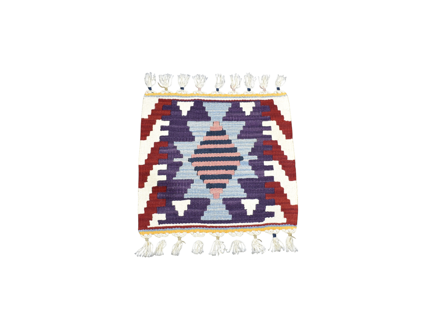 Yeni El Dokuma Kare Köşe Sandalye Minderi Pınarbaşı Kayseri Yün Kilim 7094
