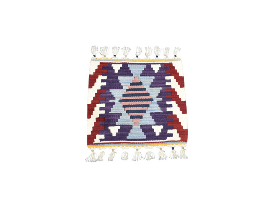 Yeni El Dokuma Kare Köşe Sandalye Minderi Pınarbaşı Kayseri Yün Kilim 7094