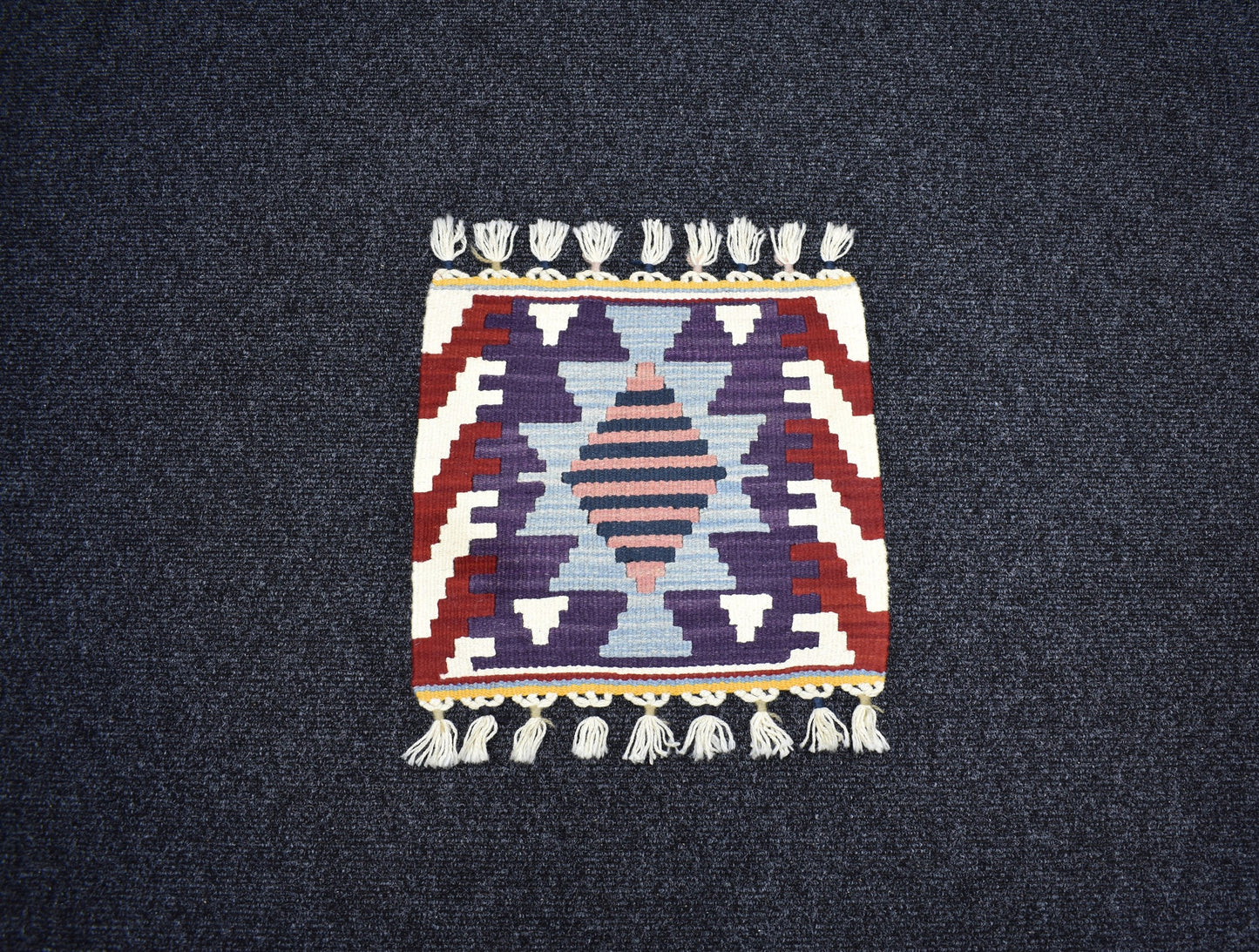 Yeni El Dokuma Kare Köşe Sandalye Minderi Pınarbaşı Kayseri Yün Kilim 7094