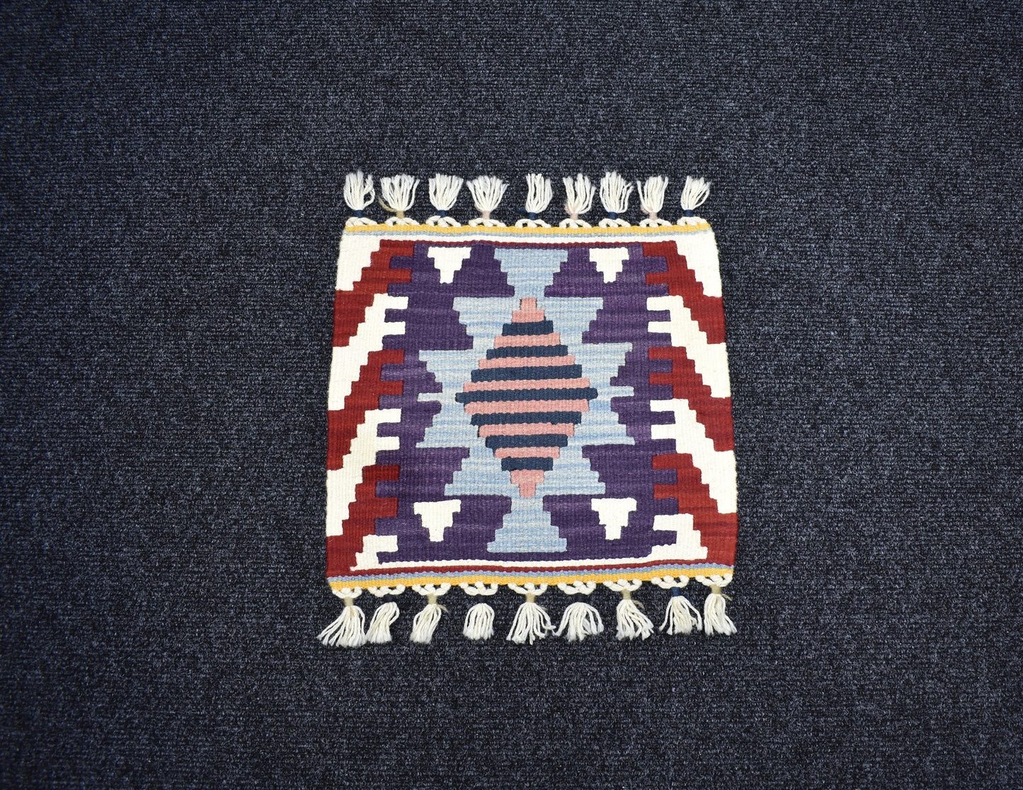 Yeni El Dokuma Kare Köşe Sandalye Minderi Pınarbaşı Kayseri Yün Kilim 7094