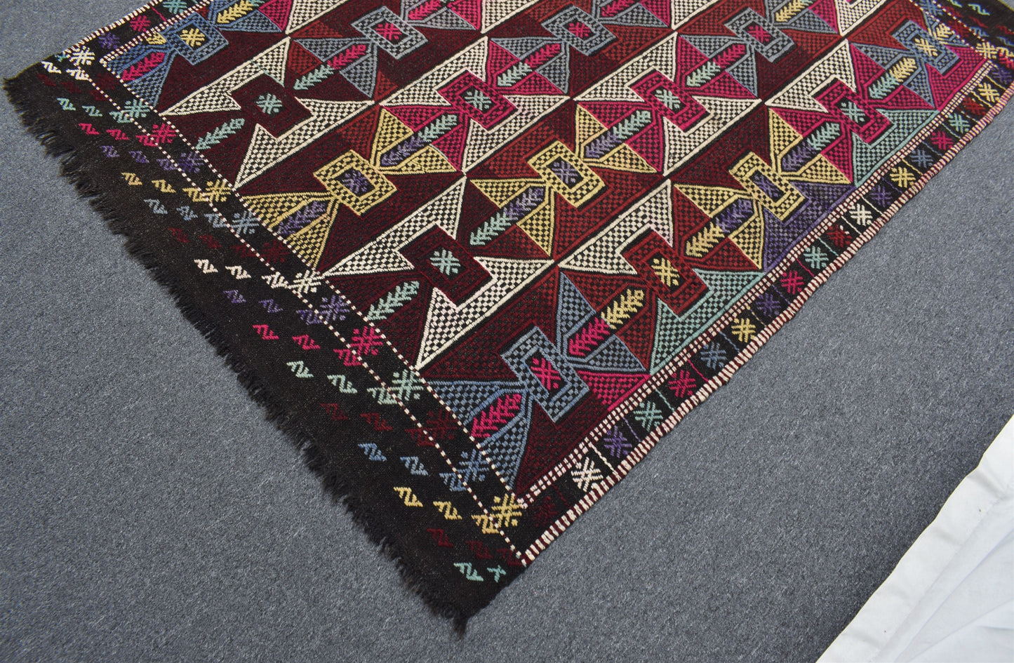 El Dokuma Görkemli Karakeçili Balıkesir Yörük Yün Cecim Kilim 7096