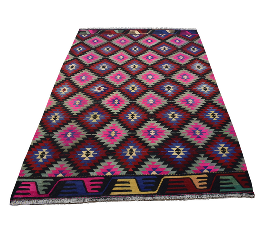 El Dokuma Benzersiz Balıkesir Kepsut Yörük Yün Kilim 7098