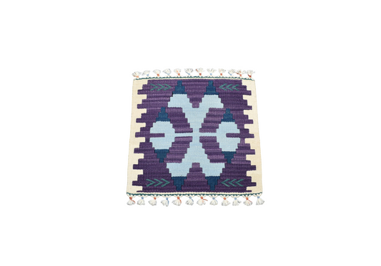 Yeni El Dokuma Kare Köşe Sandalye Minderi Pınarbaşı Kayseri Yün Kilim 7099