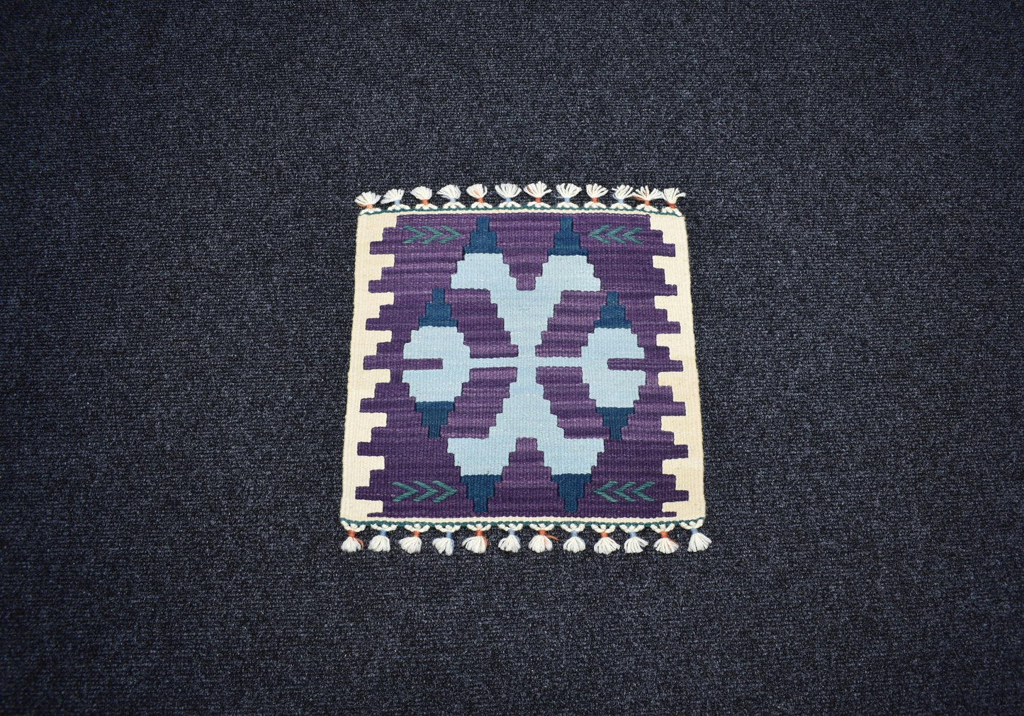 Yeni El Dokuma Kare Köşe Sandalye Minderi Pınarbaşı Kayseri Yün Kilim 7099