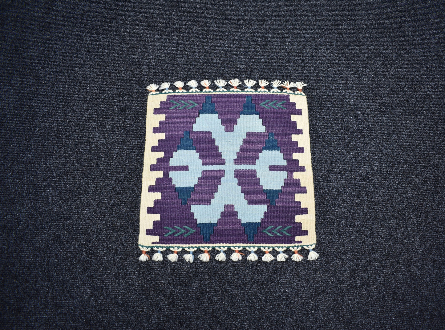 Yeni El Dokuma Kare Köşe Sandalye Minderi Pınarbaşı Kayseri Yün Kilim 7099