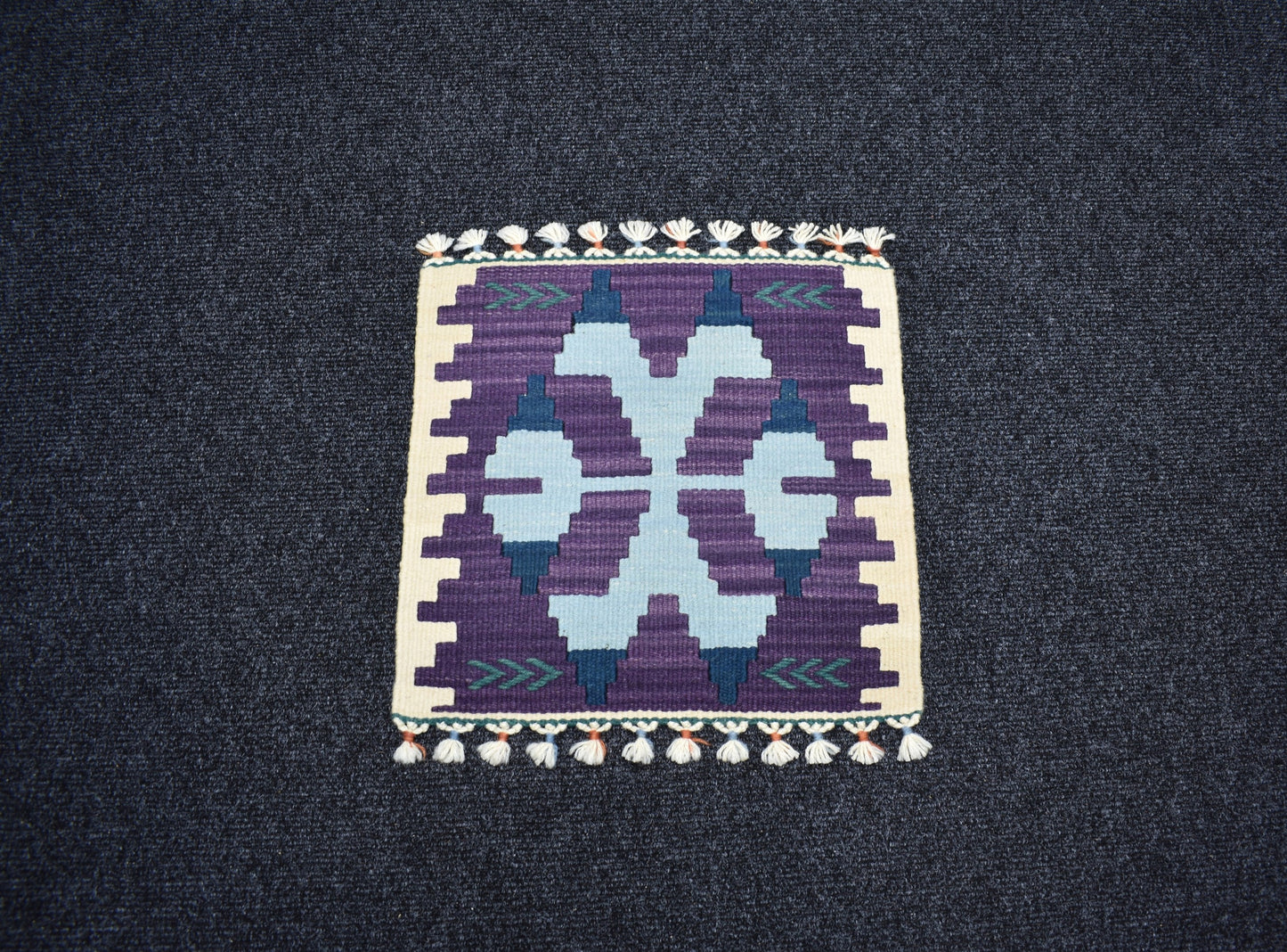 Yeni El Dokuma Kare Köşe Sandalye Minderi Pınarbaşı Kayseri Yün Kilim 7099