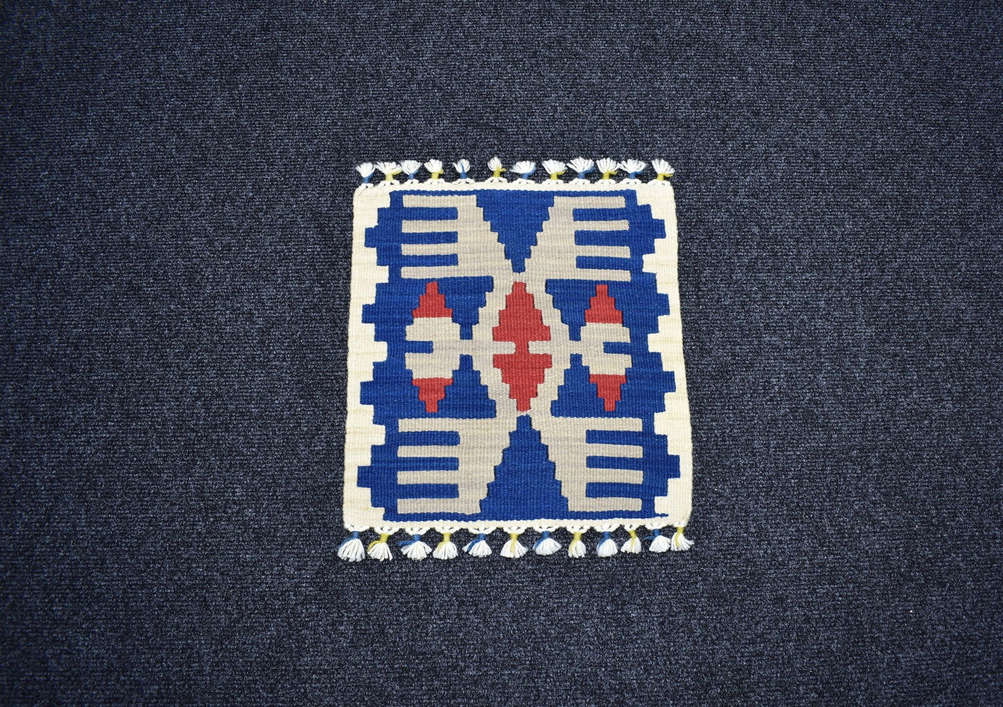 Yeni El Dokuma Kare Köşe Sandalye Minderi Pınarbaşı Kayseri Yün Kilim 7100