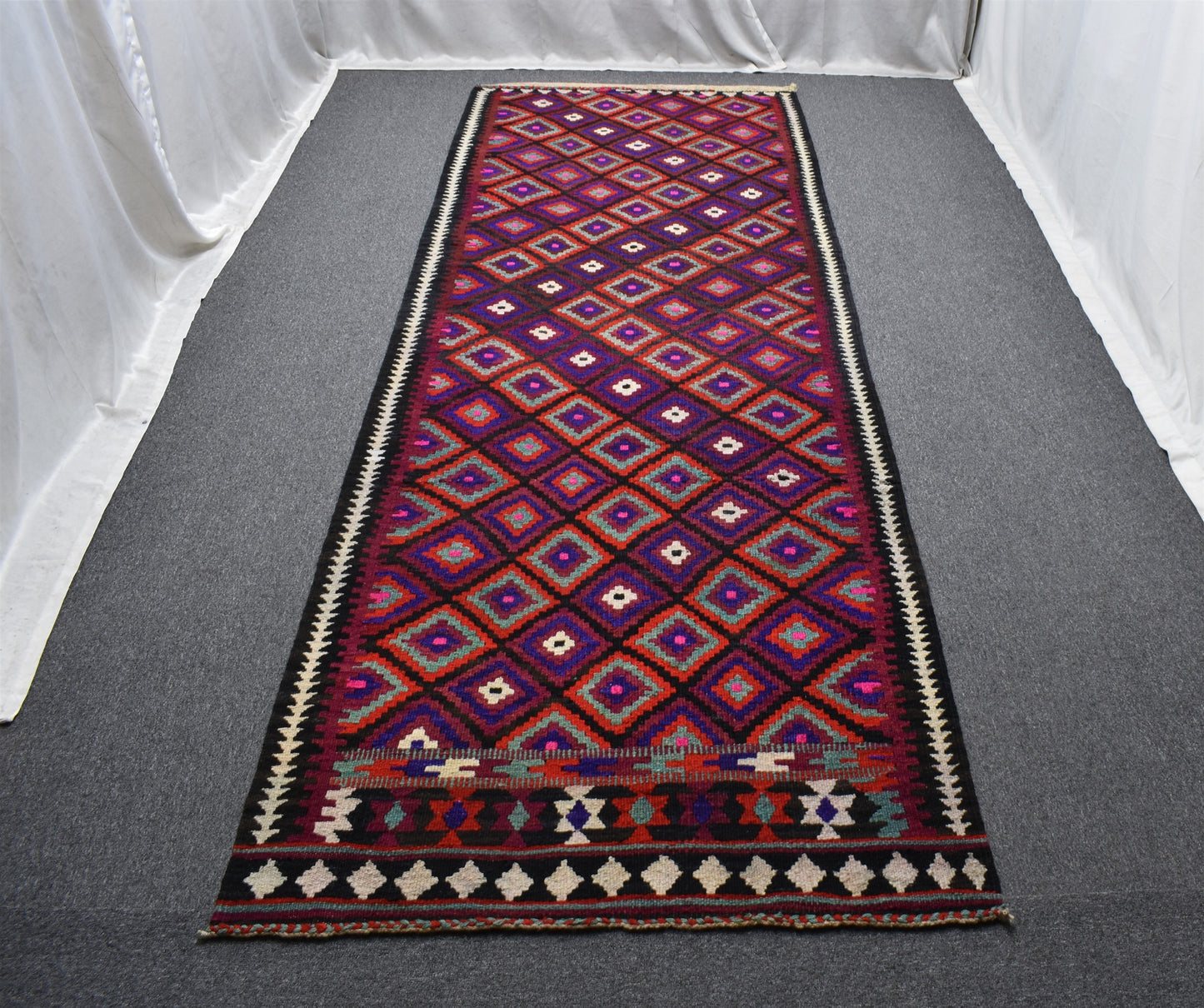 Yeni El Dokuma Benzersiz Geometrik Herki Yolluk Yün Kilim 7101