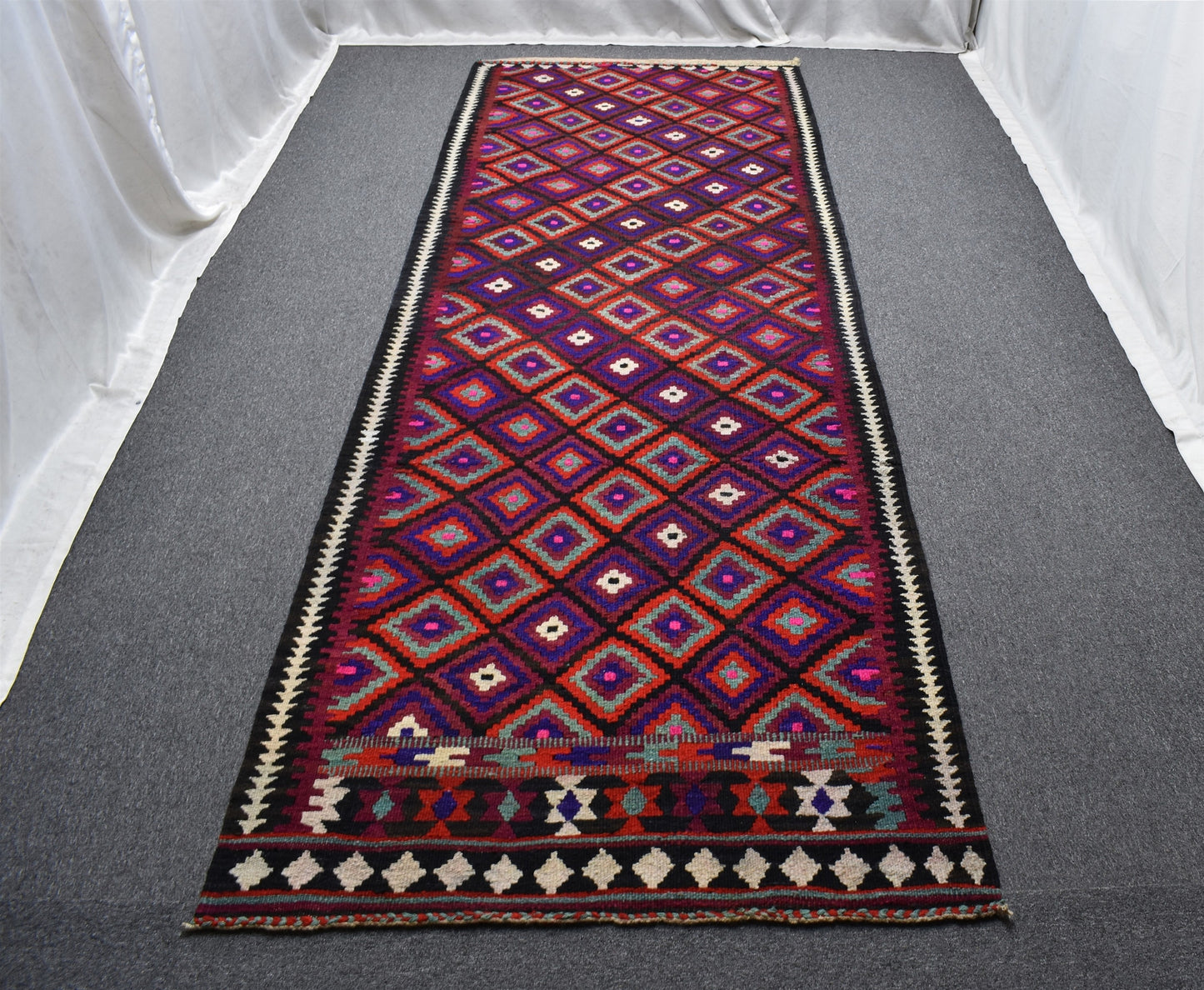 Yeni El Dokuma Benzersiz Geometrik Herki Yolluk Yün Kilim 7101