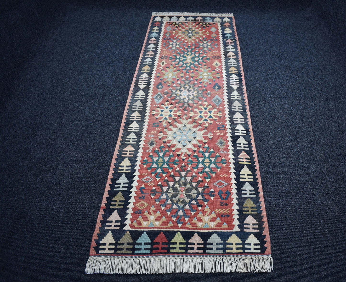 Vintage El Dokuma Şaheser Pastel Sarız Kayseri Yün Yolluk Kilim 7106