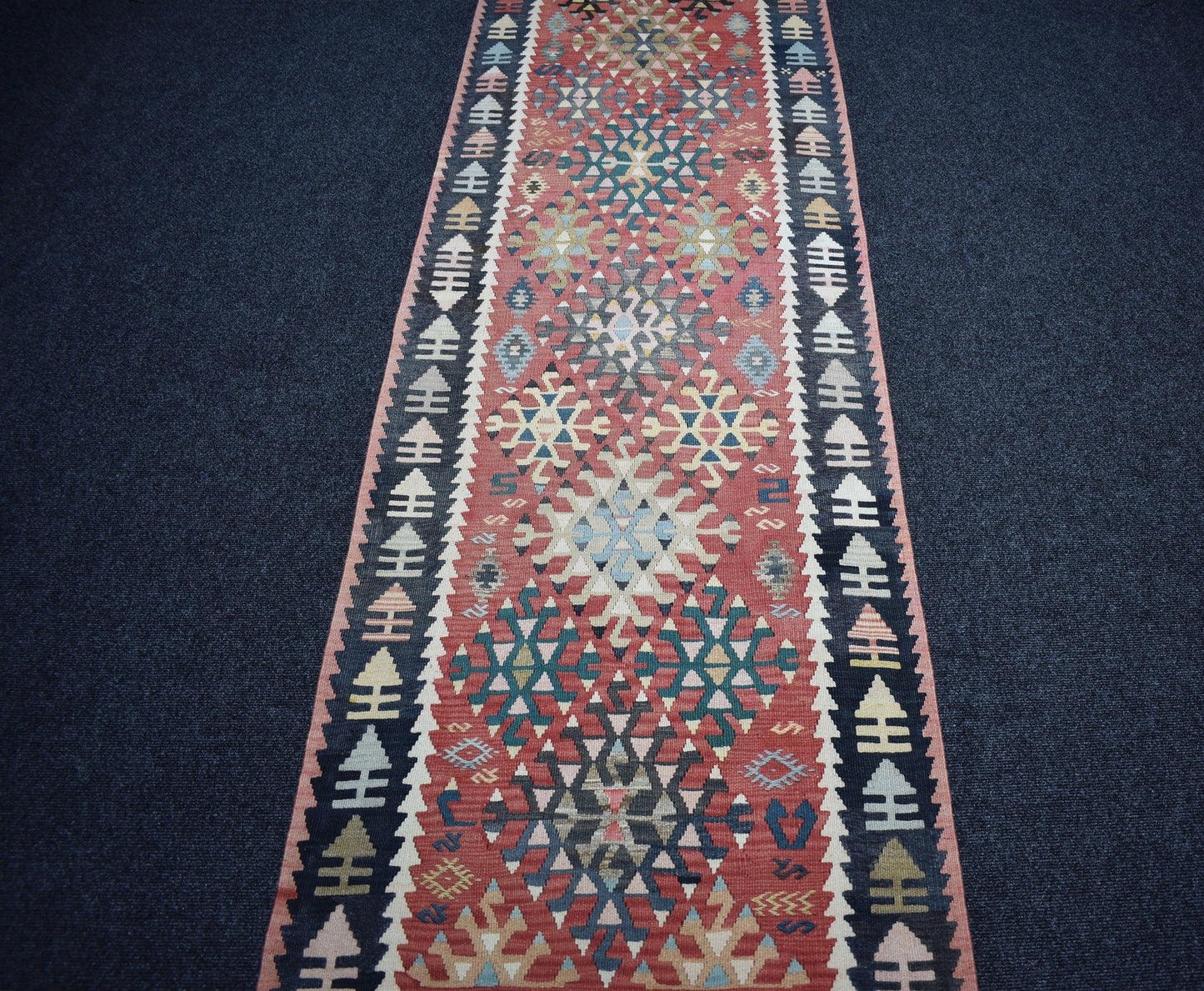 Vintage El Dokuma Şaheser Pastel Sarız Kayseri Yün Yolluk Kilim 7106