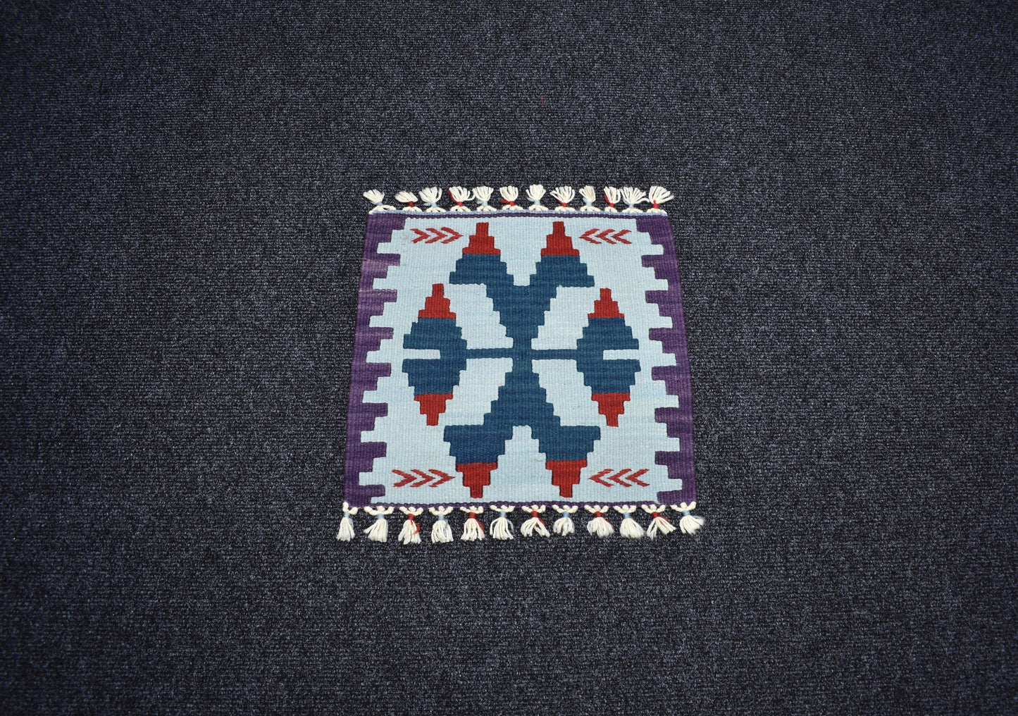 Yeni El Dokuma Kare Köşe Sandalye Minderi Pınarbaşı Kayseri Yün Kilim 7108