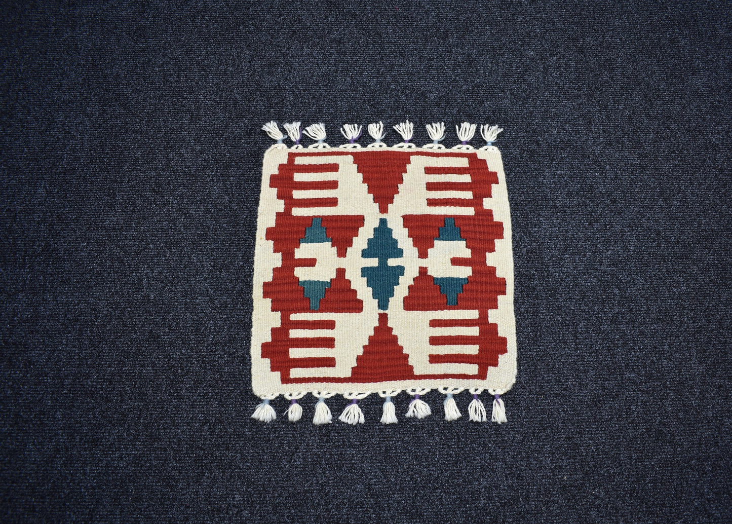 Yeni El Dokuma Kare Köşe Sandalye Minderi Pınarbaşı Kayseri Yün Kilim 7110