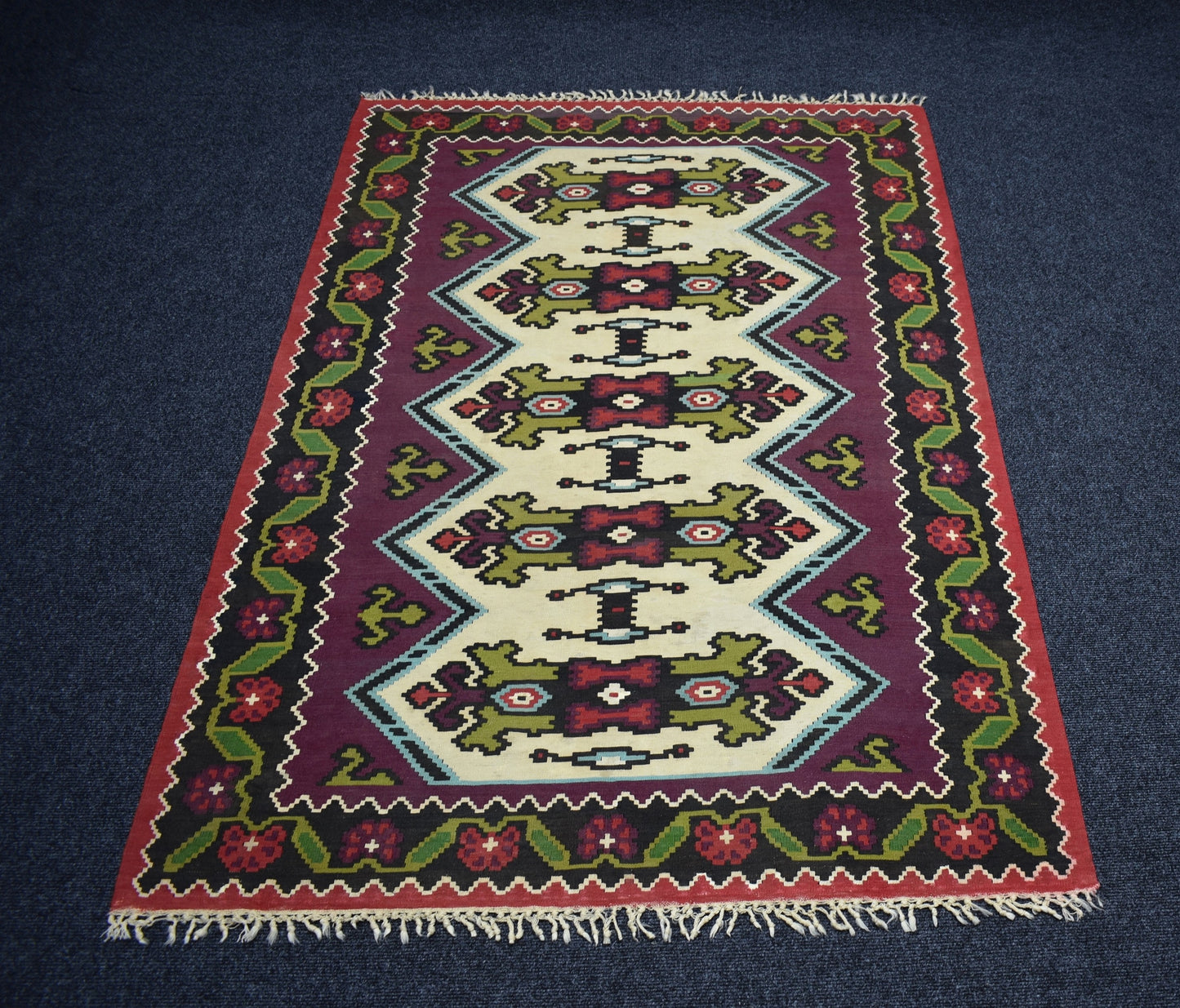 Antika El Dokuma Şaheser Makedonya Manastır Yün Kilim 7113