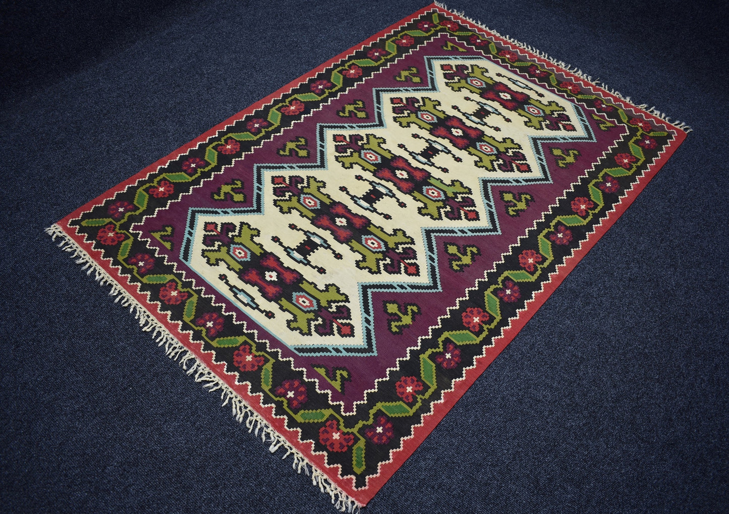 Antika El Dokuma Şaheser Makedonya Manastır Yün Kilim 7113