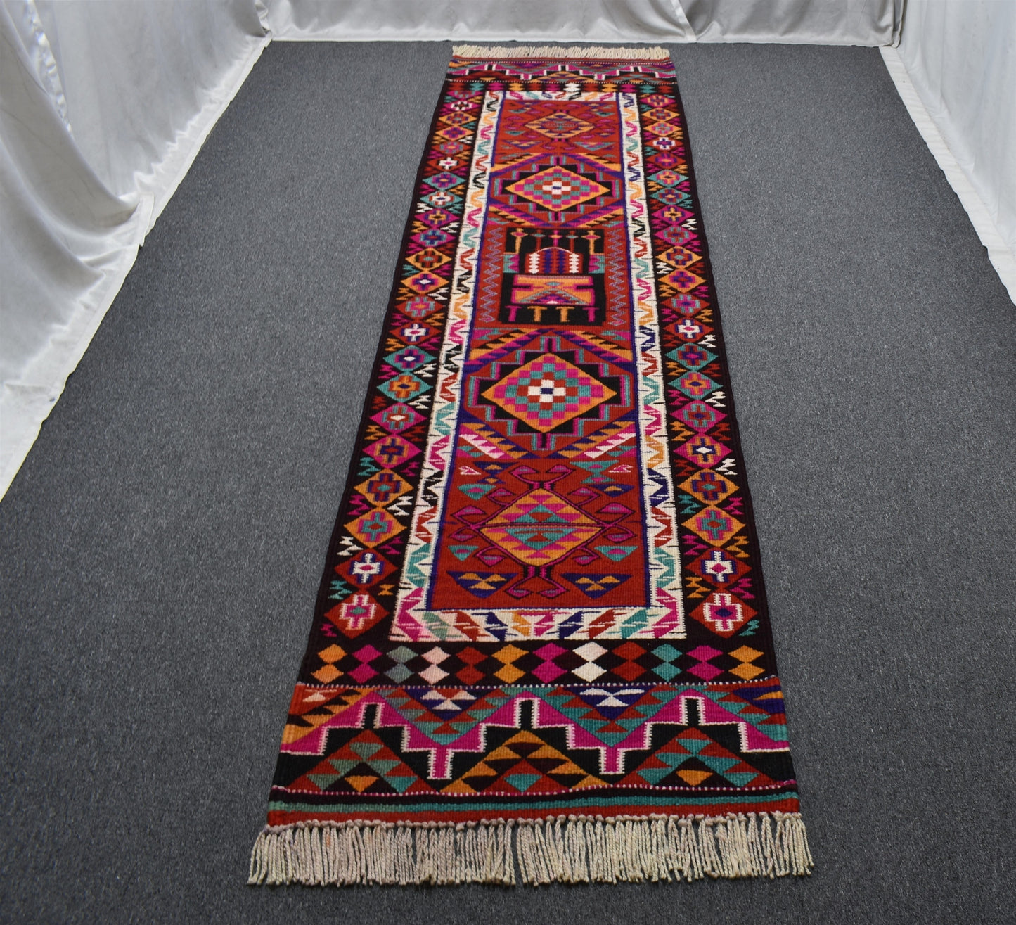 Yeni El Dokuma Benzersiz Otantik Herki Yolluk Yün Kilim 7117