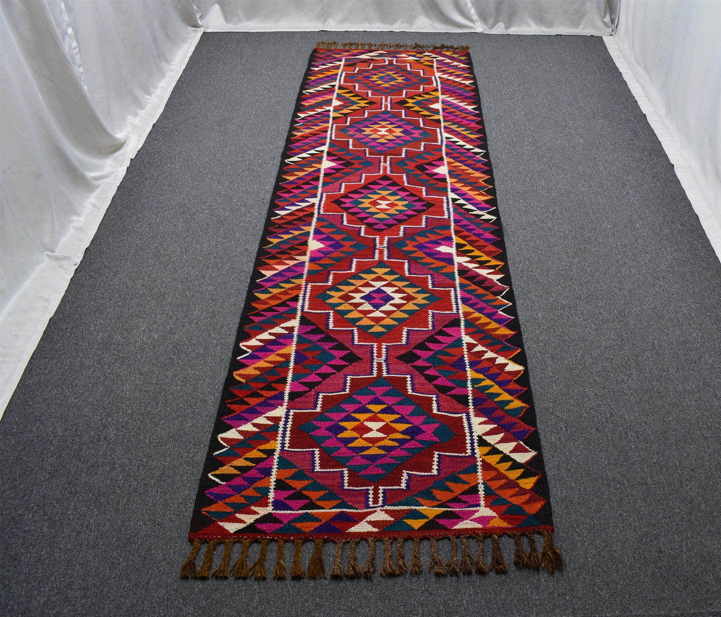 Yeni El Dokuma Görkemli Otantik Herki Yolluk Yün Kilim 7118
