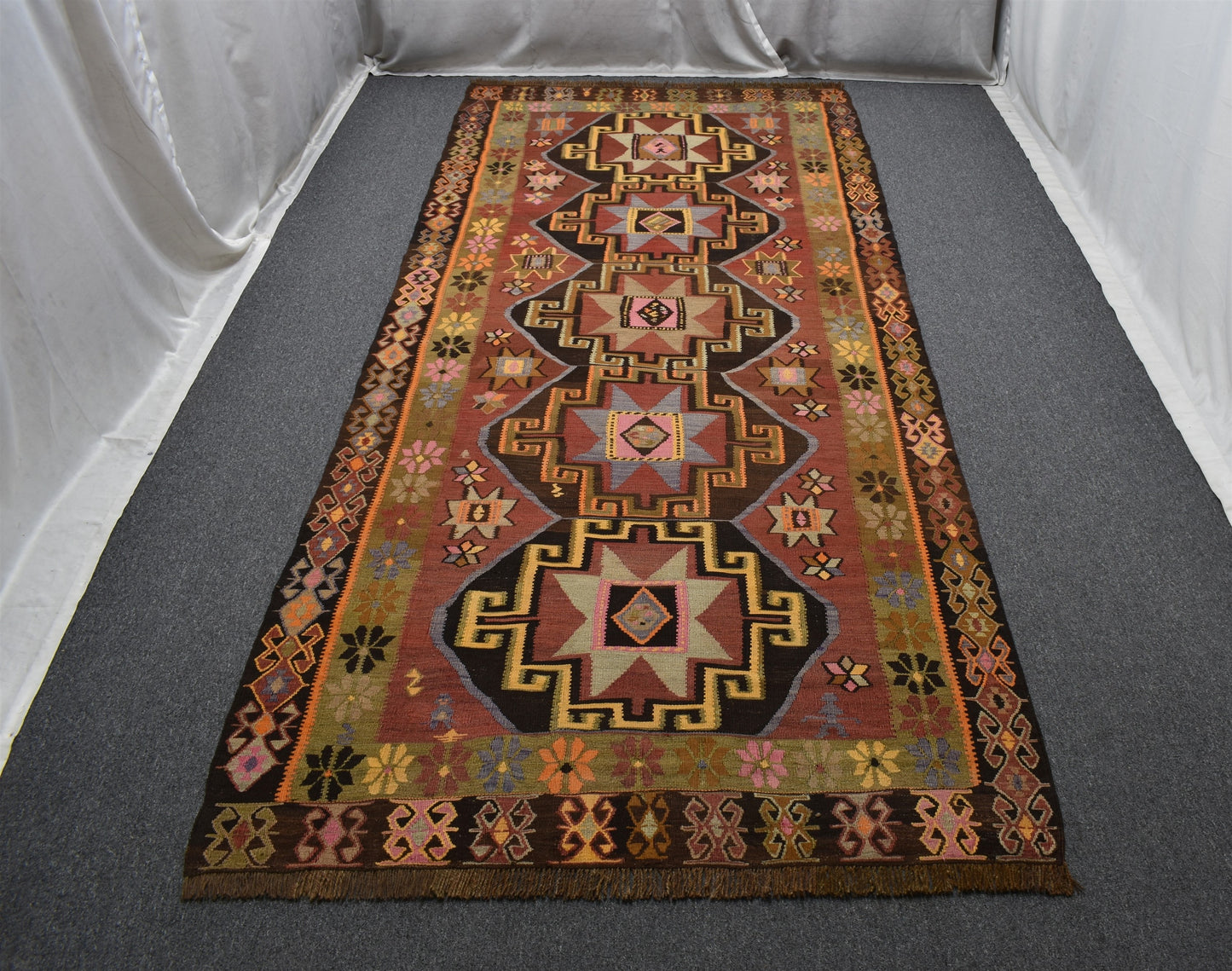 El Dokuma Tek Parça Yıldızlı Kars Kağızman Yün Kilim 7131
