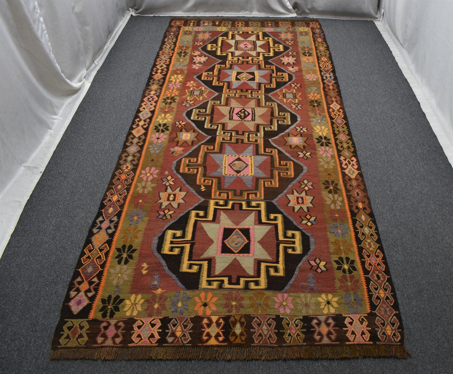 El Dokuma Tek Parça Yıldızlı Kars Kağızman Yün Kilim 7131