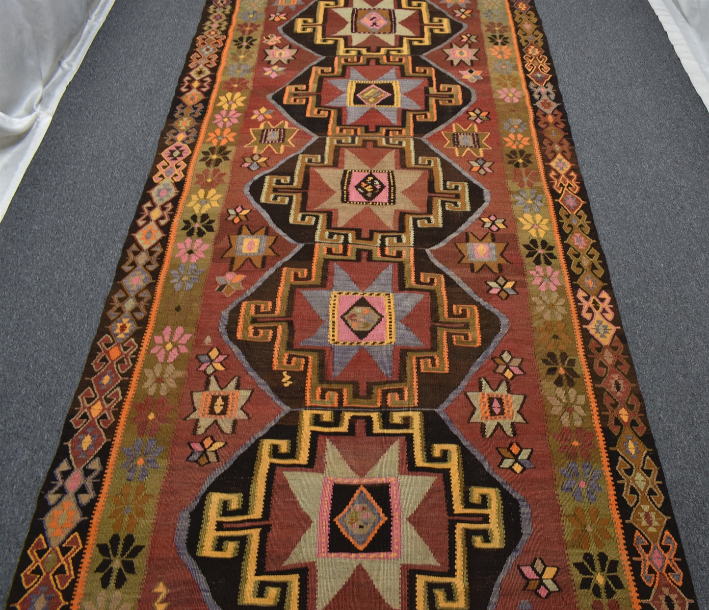 El Dokuma Tek Parça Yıldızlı Kars Kağızman Yün Kilim 7131