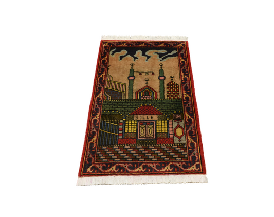 Yeni El Dokuması Seccade Mihraplı Mevlana Sille Konya Yün Halı 7135