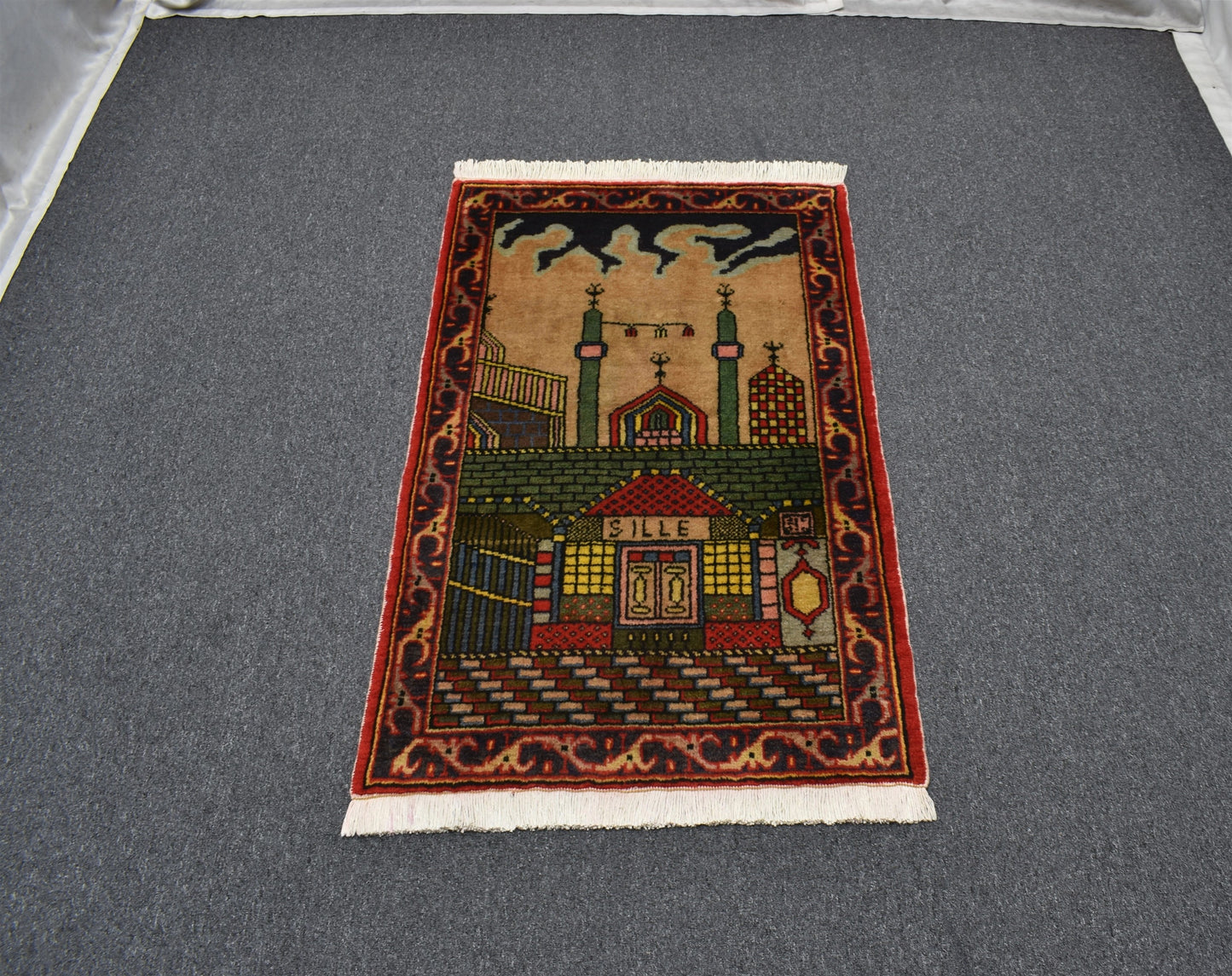Yeni El Dokuması Seccade Mihraplı Mevlana Sille Konya Yün Halı 7135