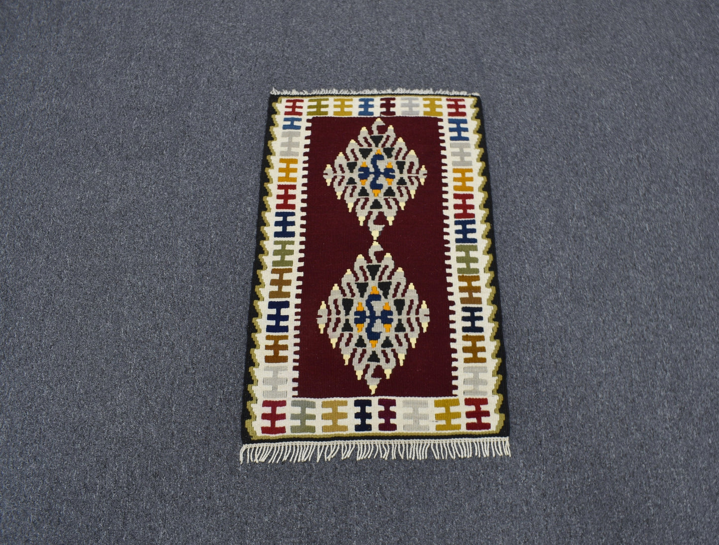 Yeni El Dokuma Ender Benzersiz Hediyelik Yahyalı Yün Kilim 7162