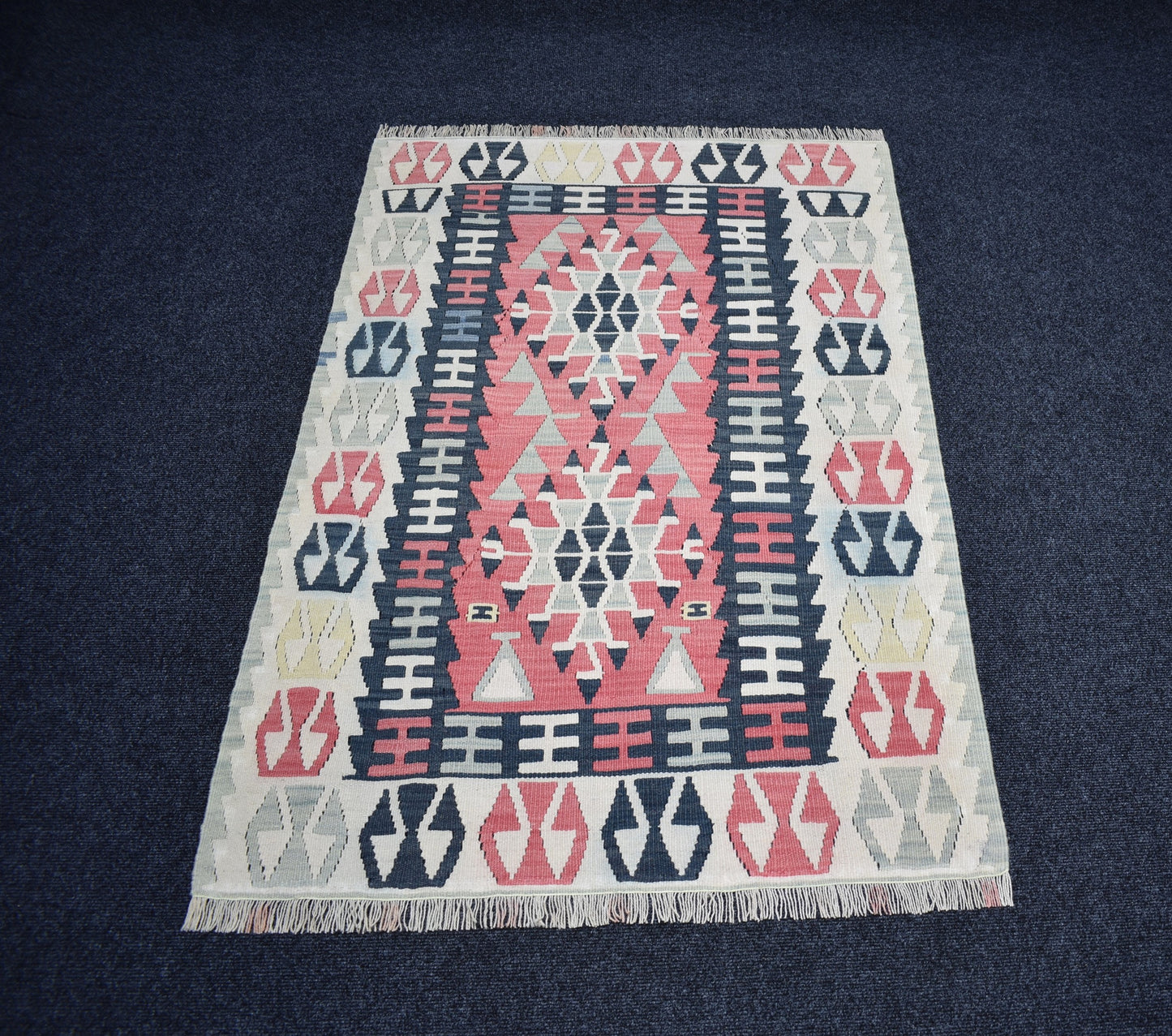 Vintage El Dokuma Pastel Pınarbaşı Kayseri Yün Kilim 7168