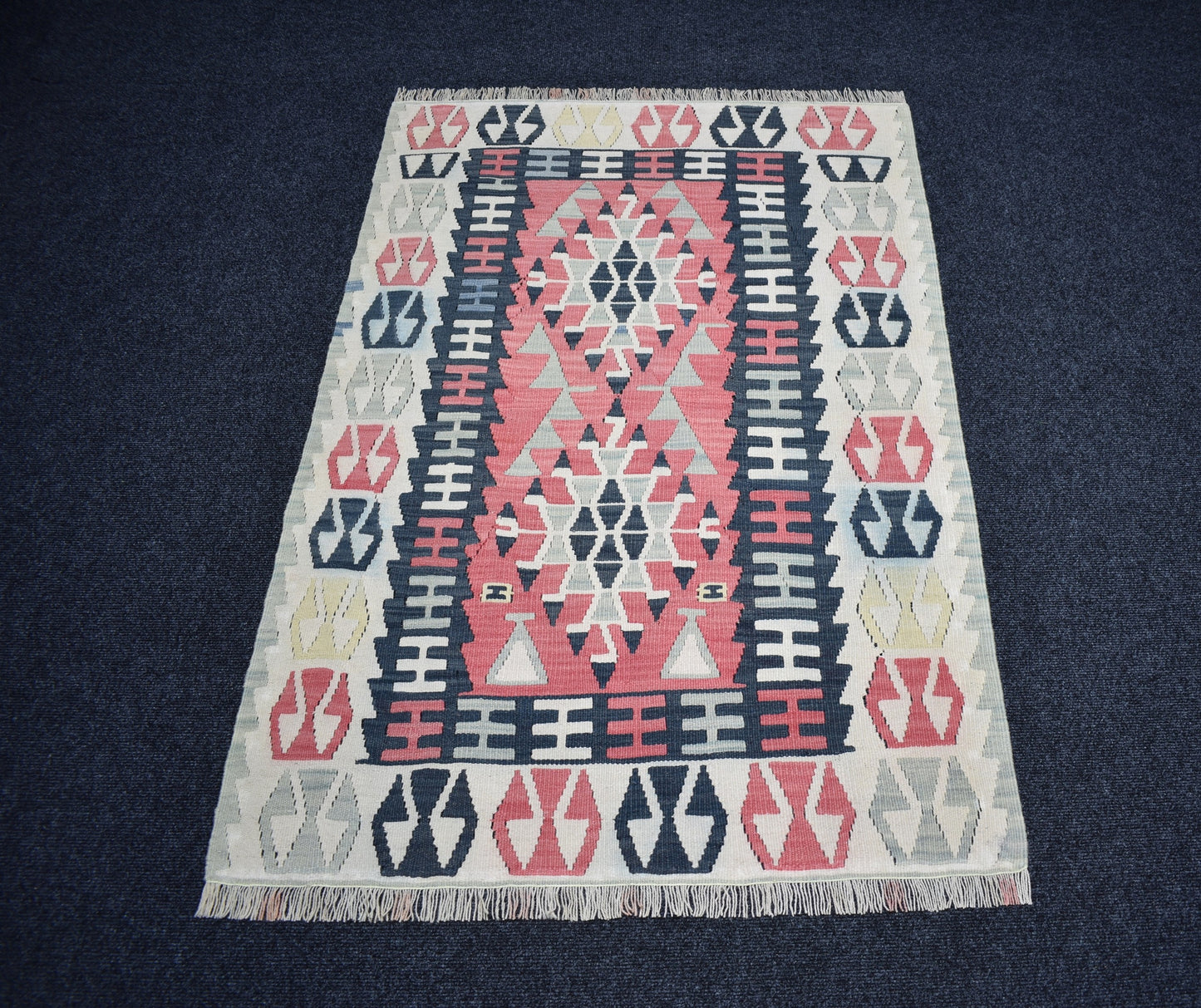 Vintage El Dokuma Pastel Pınarbaşı Kayseri Yün Kilim 7168