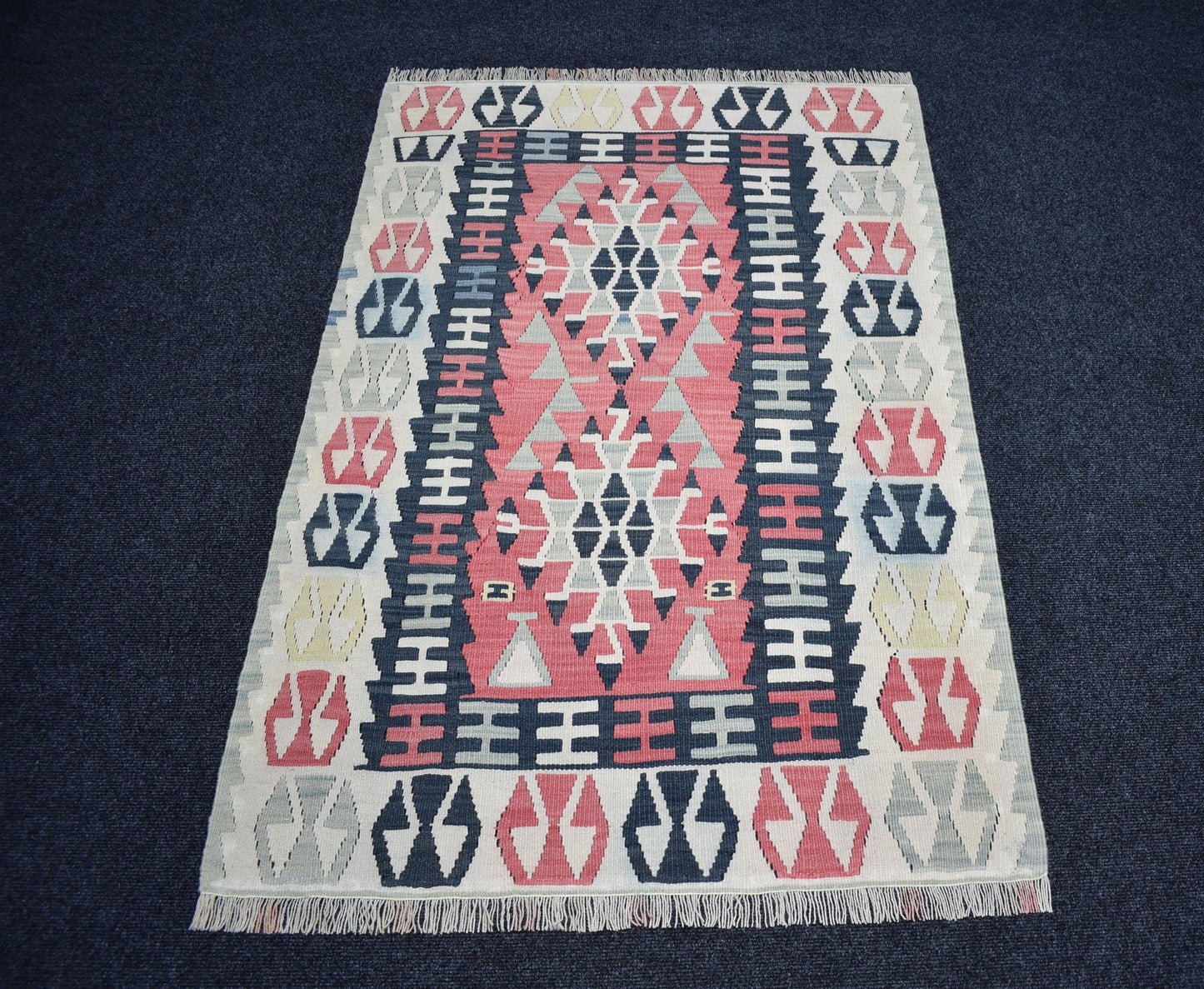 Vintage El Dokuma Pastel Pınarbaşı Kayseri Yün Kilim 7168
