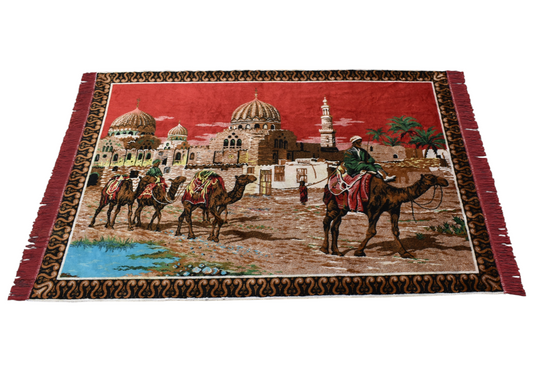 Yeni Emsalsiz Doğa Tasvirli Deve Kervanı Temalı Duvar Halısı 7189