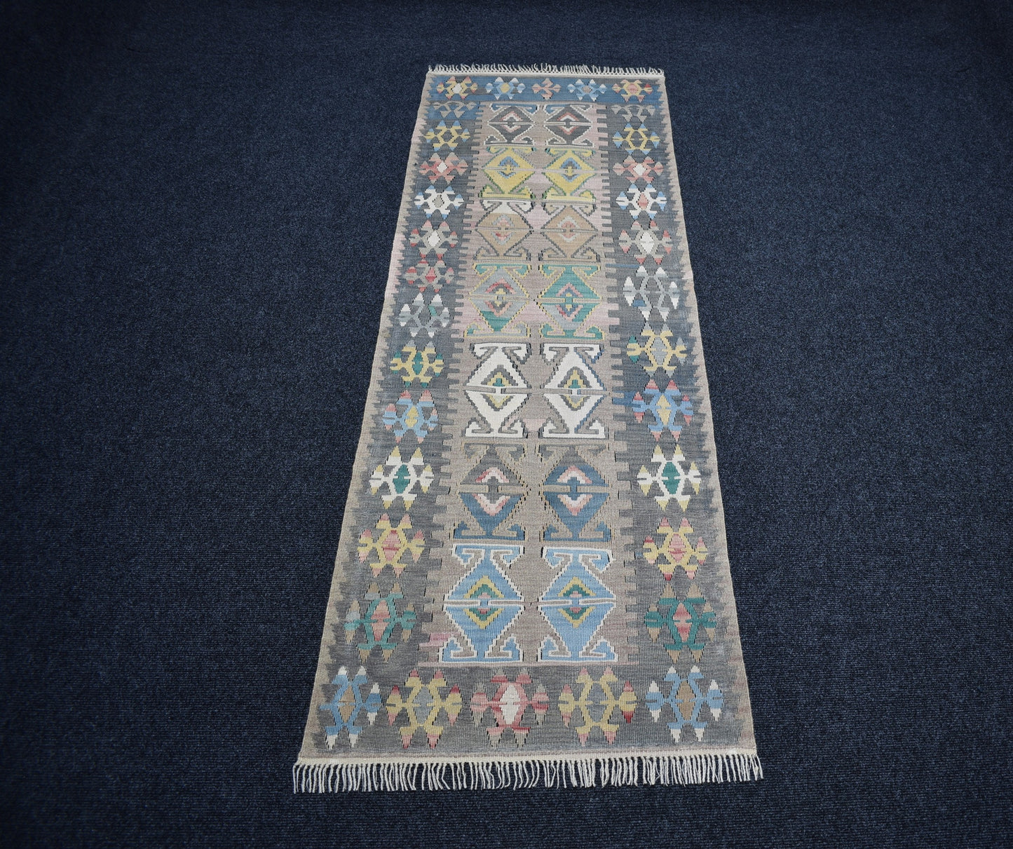 Vintage El Dokuma Nadir Pastel Sarız Kayseri Yün Yolluk Kilim 7190