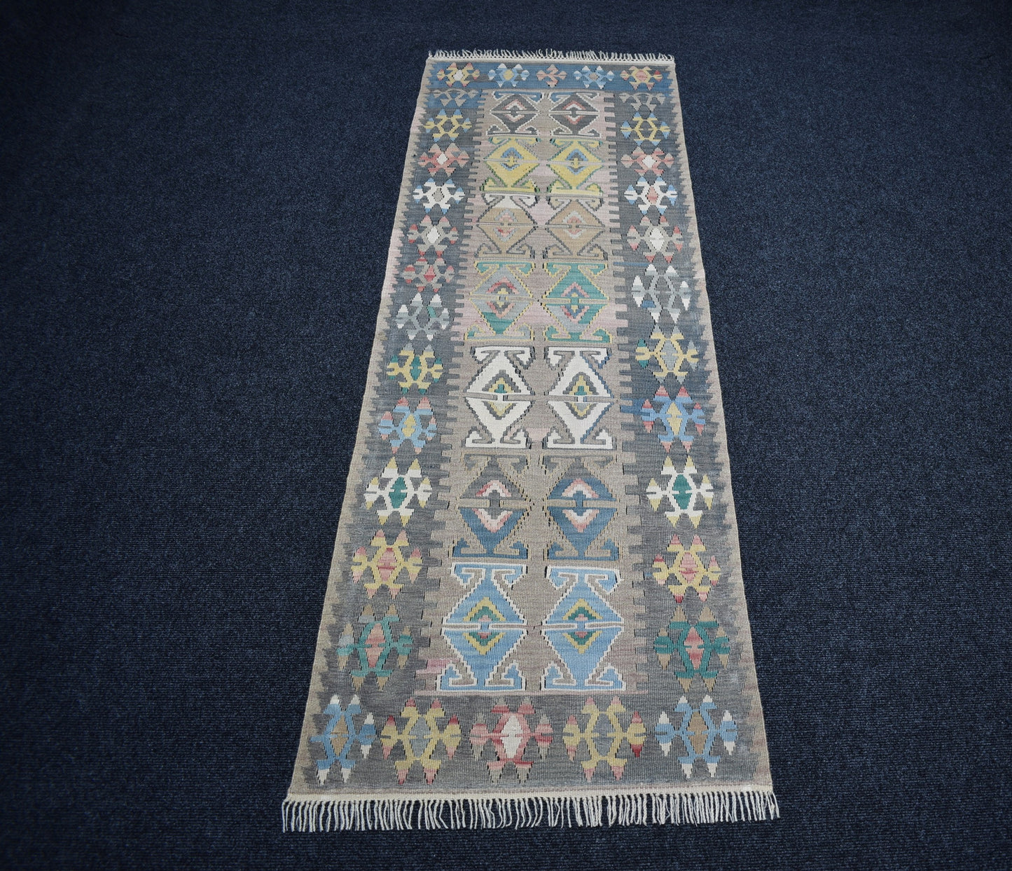 Vintage El Dokuma Nadir Pastel Sarız Kayseri Yün Yolluk Kilim 7190
