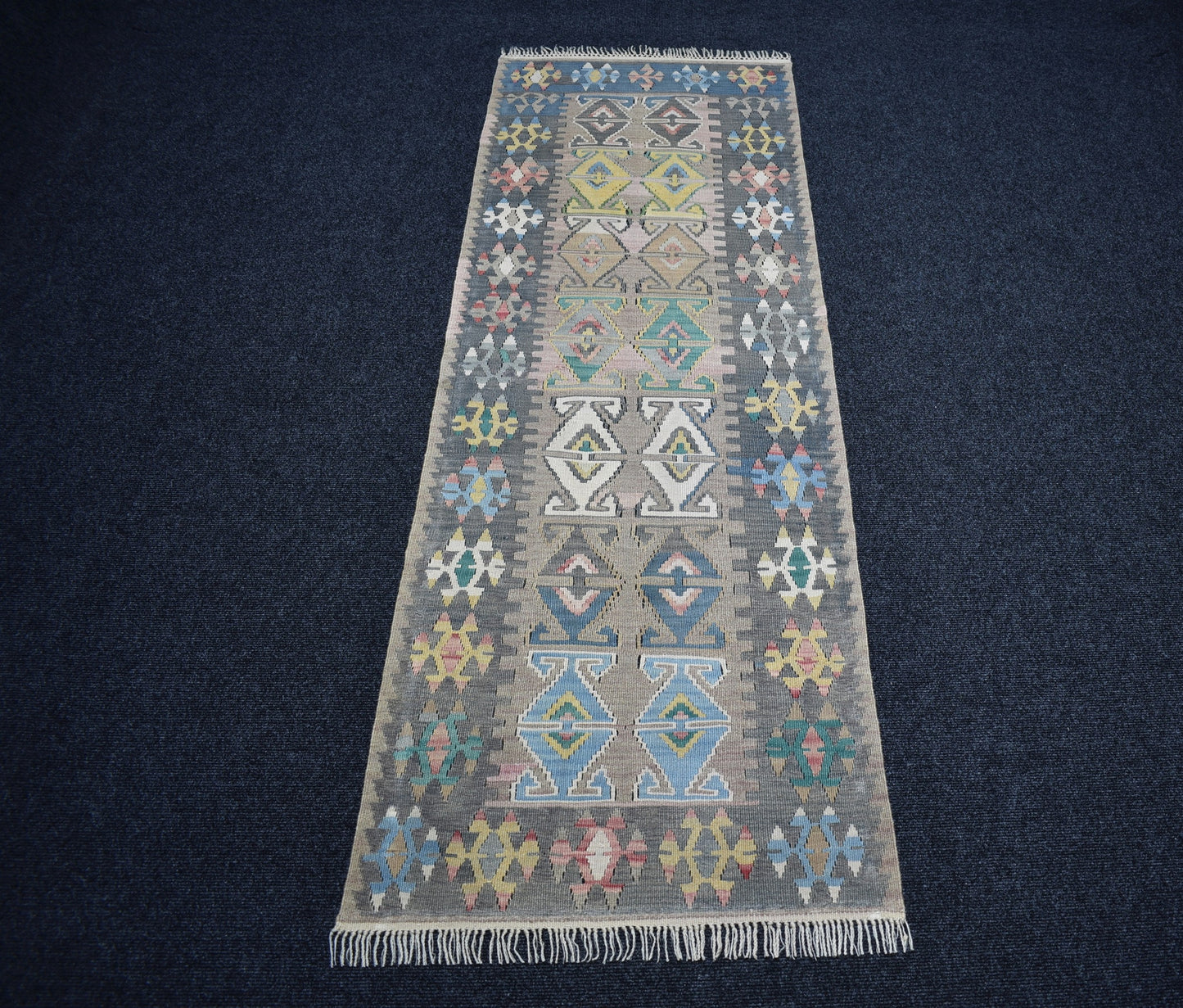 Vintage El Dokuma Nadir Pastel Sarız Kayseri Yün Yolluk Kilim 7190
