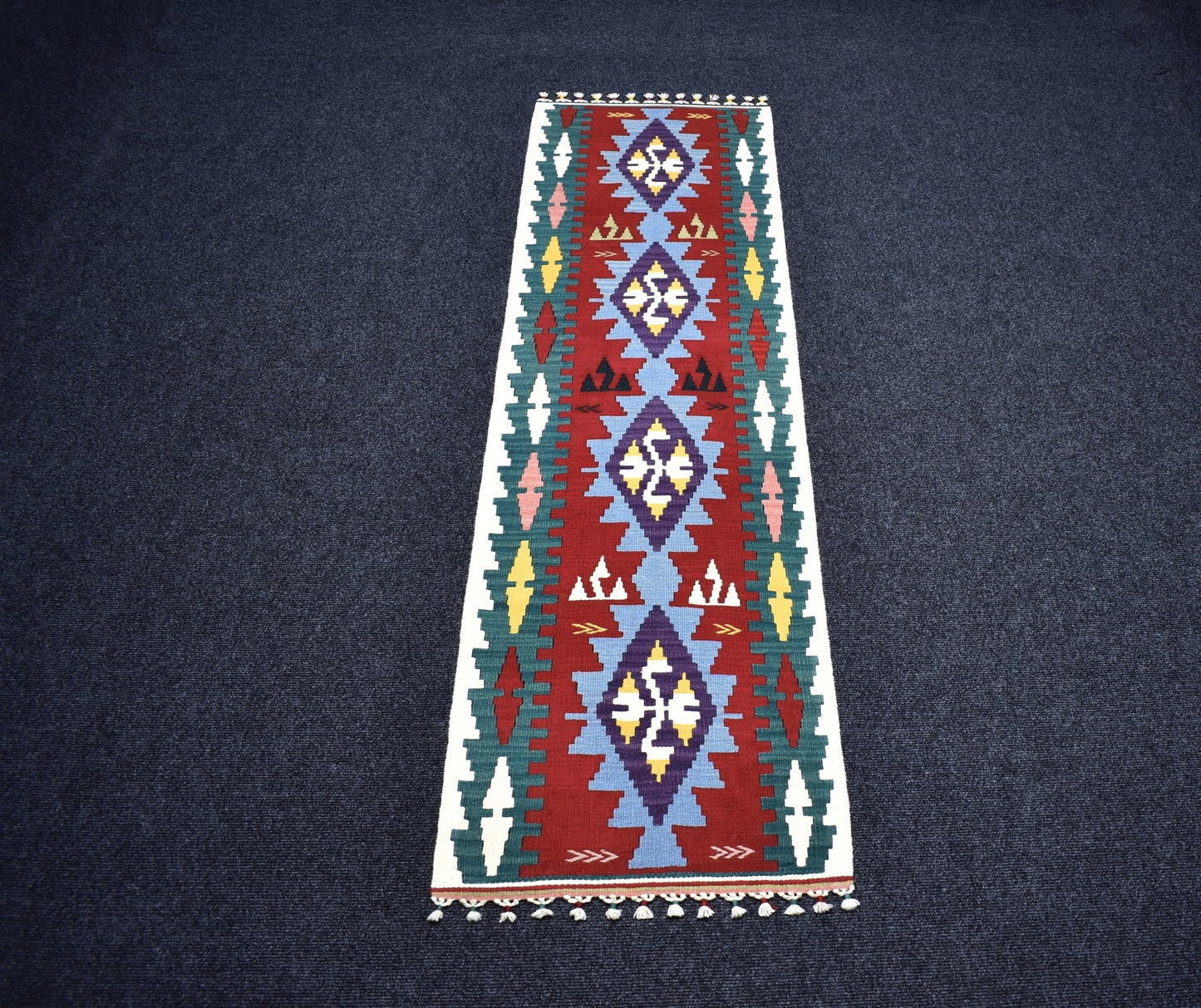 Yeni El Dokuma Otantik Pınarbaşı Kayseri Yün Mini Yolluk Kilim 7192