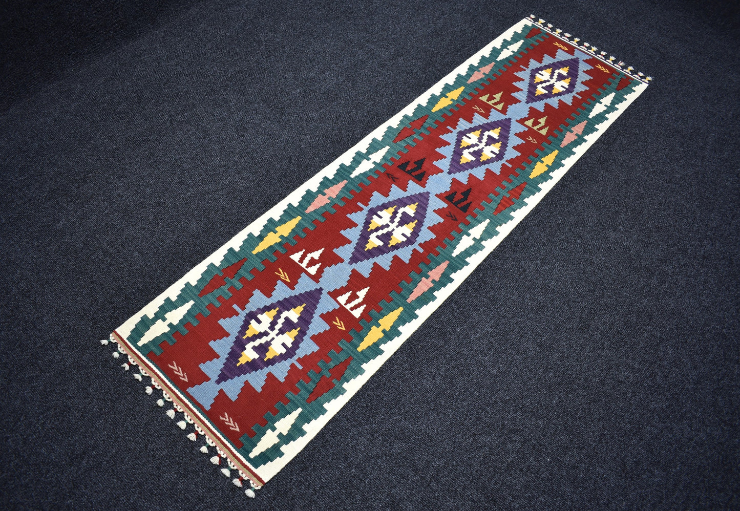 Yeni El Dokuma Otantik Pınarbaşı Kayseri Yün Mini Yolluk Kilim 7192