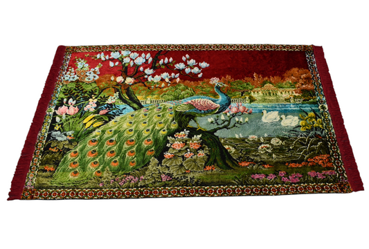 Yeni Nadir Malikane Tasvirli Tavus Kuşlu Sülünlü Temalı Duvar Halısı 7195