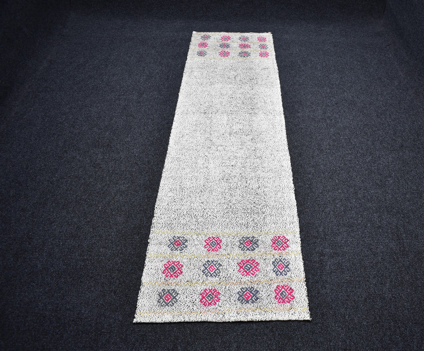 Yeni El Dokuma Ender Ak Pamuklu Yörük Yün Yolluk Kilim 7209