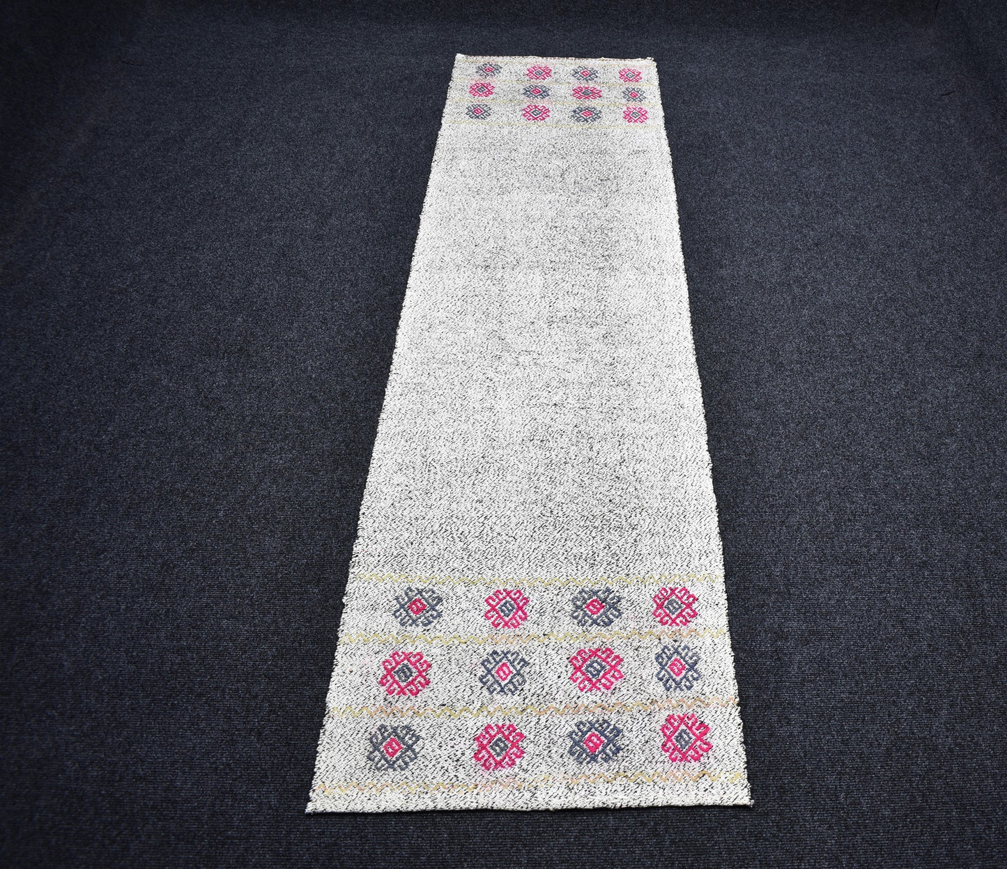 Yeni El Dokuma Ender Ak Pamuklu Yörük Yün Yolluk Kilim 7209