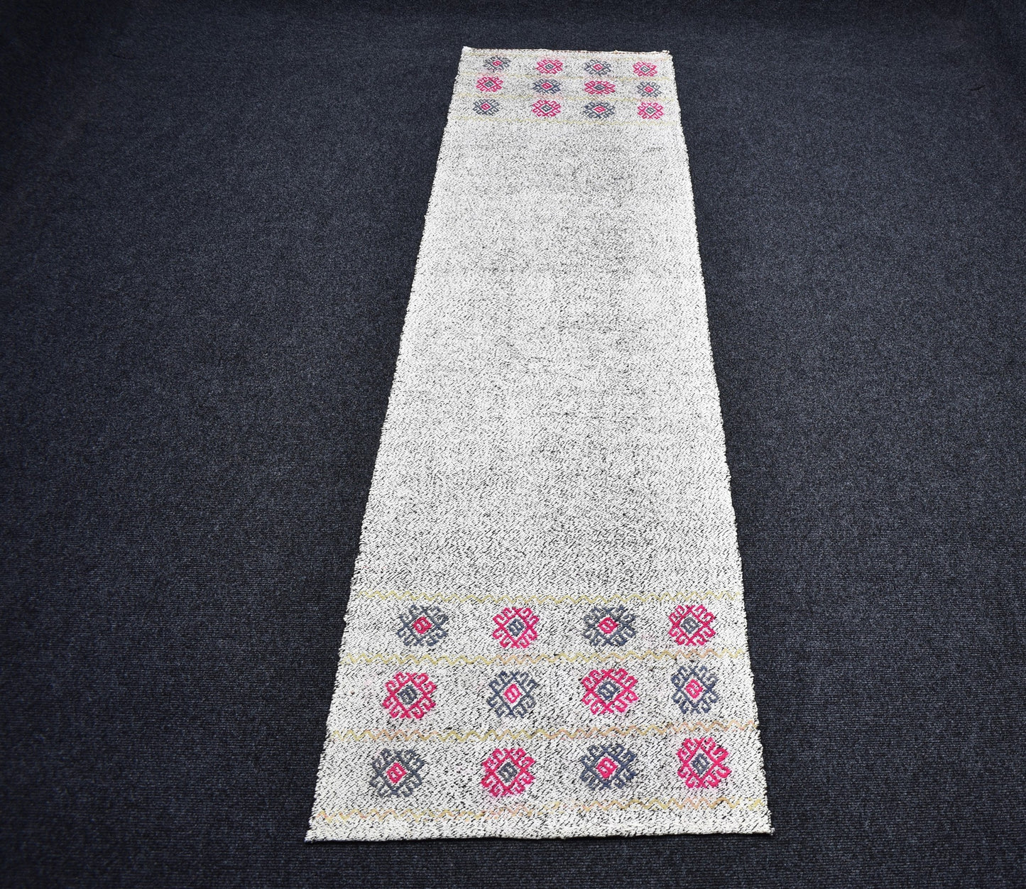 Yeni El Dokuma Ender Ak Pamuklu Yörük Yün Yolluk Kilim 7209